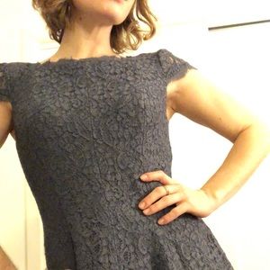 Adriana Papell peony blue A-line lace dress